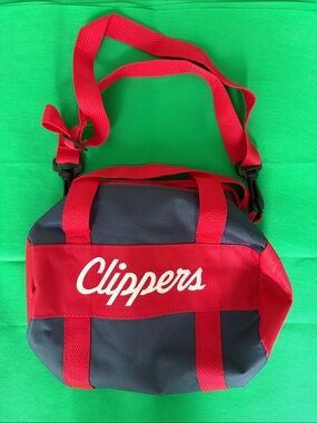 Red and Navy Duffel Bag with Adjustable Strap